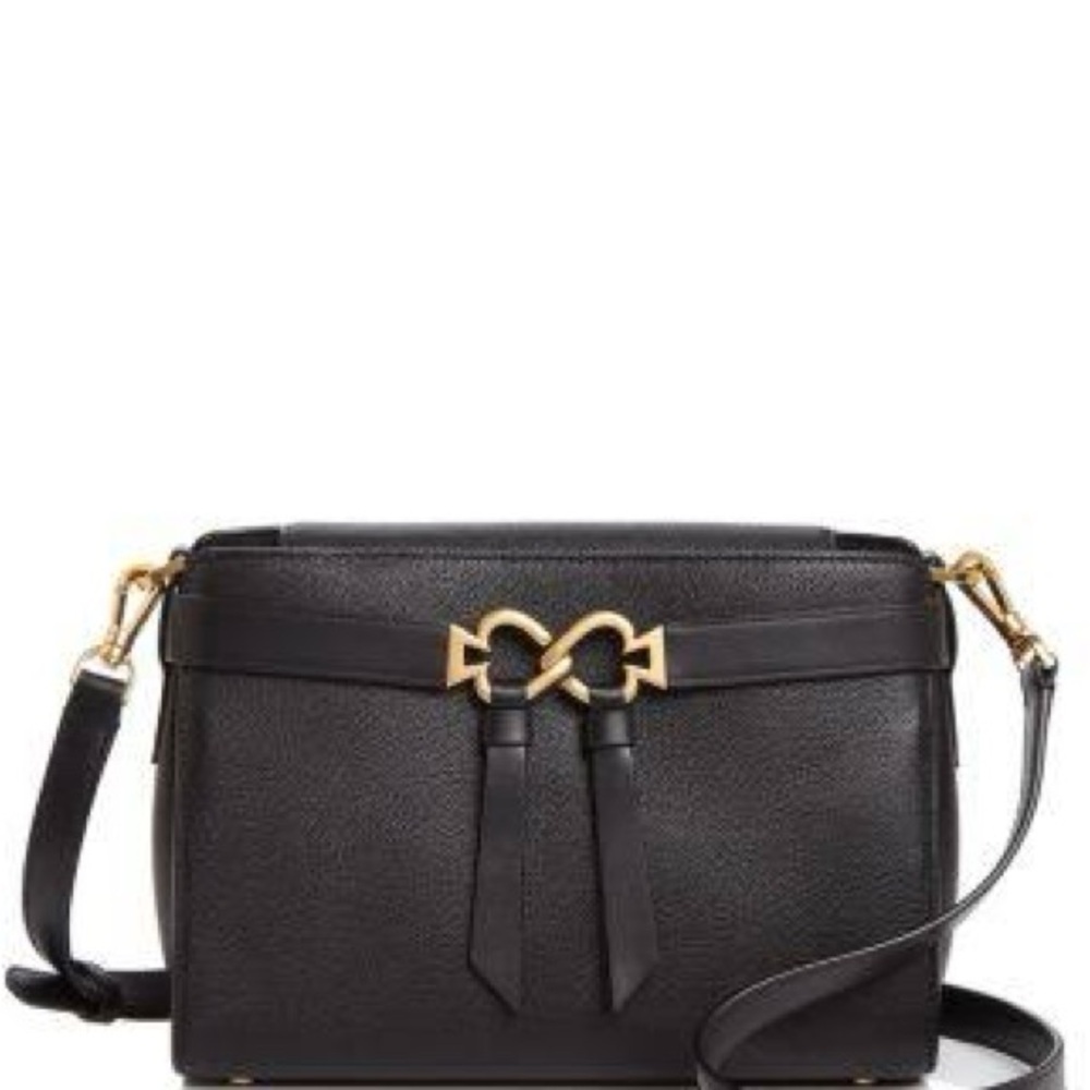 Kate Spade Black Leather Toujours Crossbody Bag with Gold Hardware